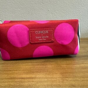 Clinique x Kate Spade Red and Pink Polka Dot Cosmetic Bag